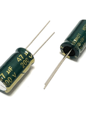 高频低阻 200V47UF 体积：10x20mm 耐高温 高寿命 插件电解电容