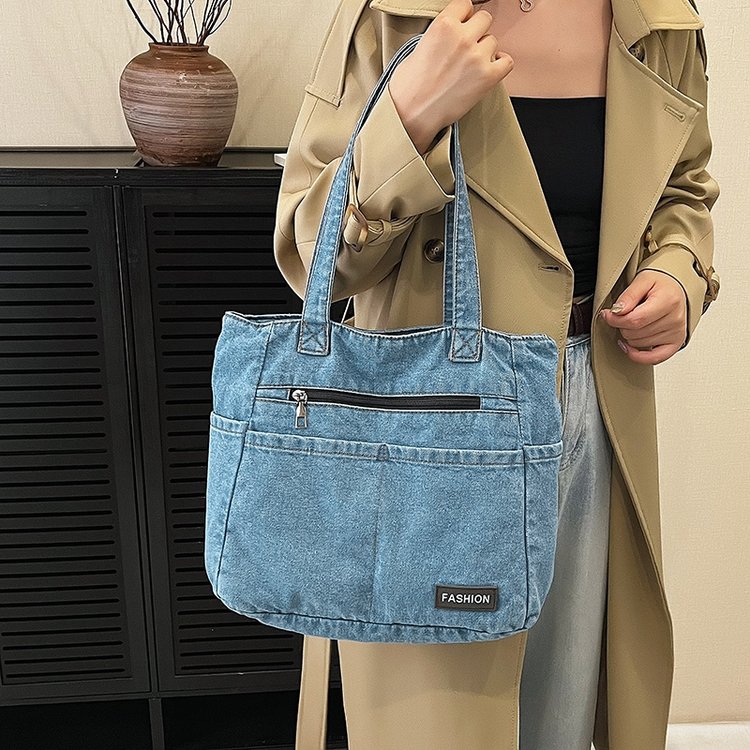 女孩ins日系牛仔包英伦复古百搭大学生上课书包少女单肩包时尚包