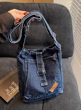 ins韩版休闲迷你牛仔包女孩日系文艺逛街百搭手提小包帆布托特包
