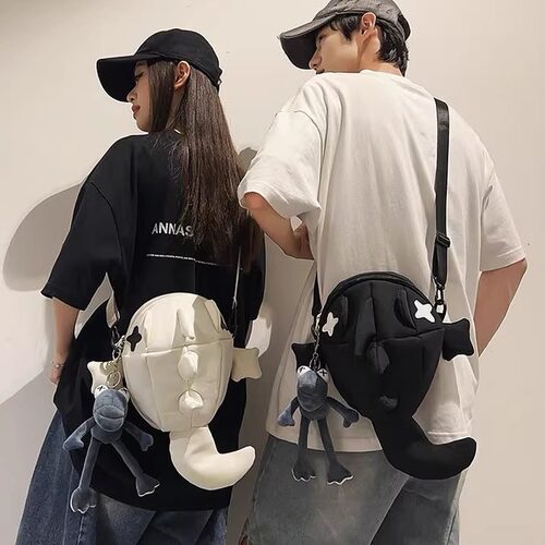 鲨鱼创意怪兽背包卡通男女孩大学生搞怪个性单肩包情侣斜挎小包潮