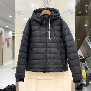 33-ZT9091 欧货冬装2026新款时尚双拉链连帽细格子减龄短装羽绒服