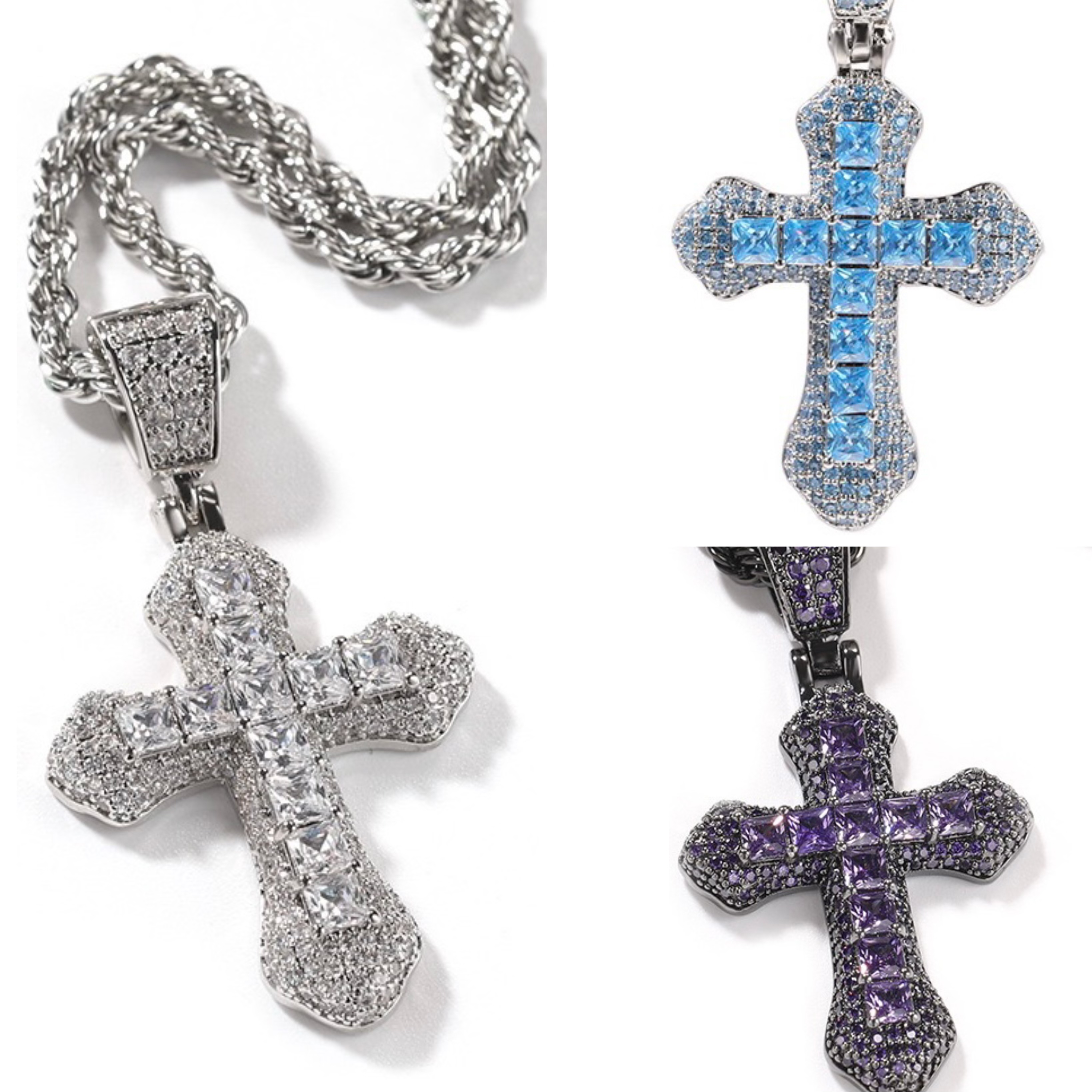 嘻哈十字架吊坠挂坠男女项链