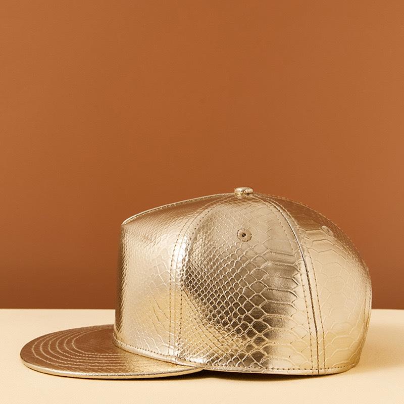 men leather caps fashion gold snapback rapper hiphop stylish