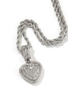 fashion hiphop heart pendant chains gold silver brass zircon