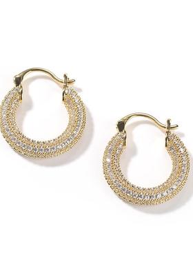 women earrings blingbling gold brass zircon hiphop girls hot