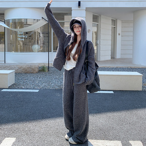 大货已出！2025秋季 黑灰色条纹卫衣套装 206-6075-155控228，女装套装/套裙，浙宝206A（原202）