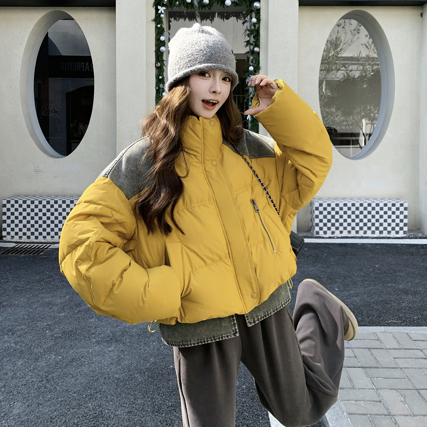 大货已出！2025冬拼接牛仔90白鸭绒羽绒外套2B196-6108-P325控488