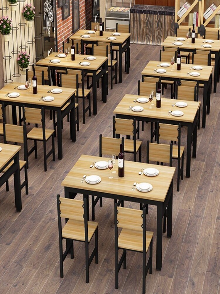 简约饭店餐厅小吃快餐店早点面馆食堂饭桌商用工厂桌椅餐桌椅组合