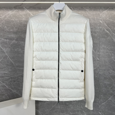 鹭蒙口砦2025新款针织拼接羽绒服男士薄款短款立领白鹅绒秋季外套