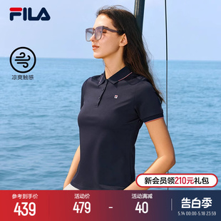 新款 女2024夏季 透气商务休闲针织翻领T恤 POLO衫 FILA斐乐凉感短袖