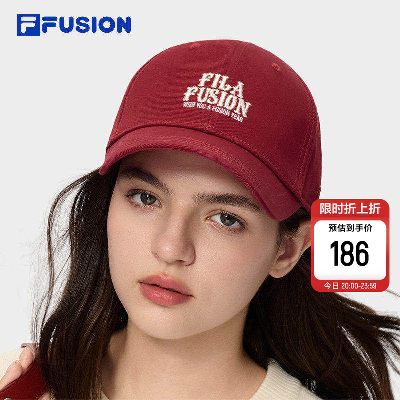 FILA FUSION斐乐帽子情侣款棒球帽2026新款红色休闲运