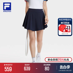 FILA 新款 运动梭织短裙半身裙伞裙子 斐乐官方女士网球裙2024夏季