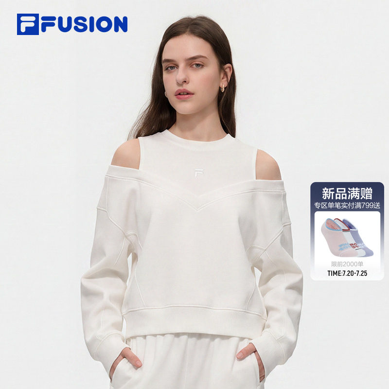 FILA FUSION斐乐潮牌女子套头卫衣2026秋新款休闲宽松假两件上衣