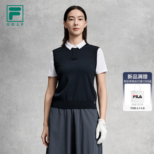新款 FILA 斐乐官方女子编织衫 2026夏季 上衣 高尔夫运动假两件短袖