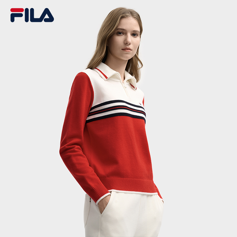 FILA斐乐官方长袖编织衫女毛衣