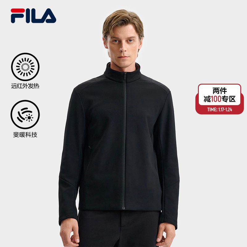 FILA 斐乐官方男士针织长袖外套2025冬新款时尚休闲加绒立领上衣,运动服/休闲服装,运动茄克/外套,淘宝优惠券,粉丝福利购,淘宝优惠卷