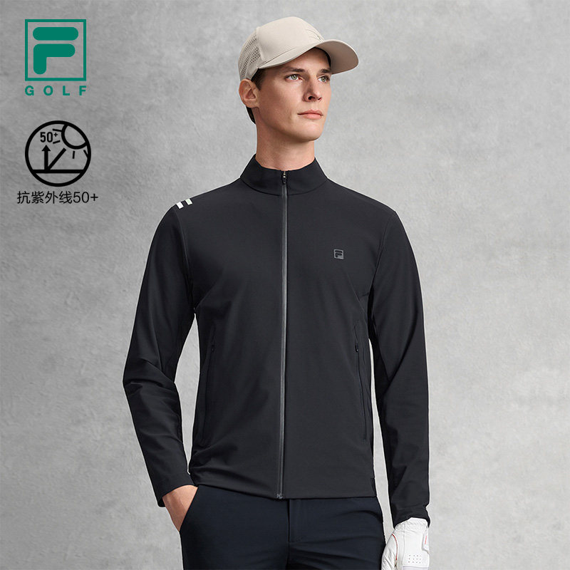 FILA 斐乐官方男士针织长袖外套2026夏季新款高尔夫运动防晒上衣