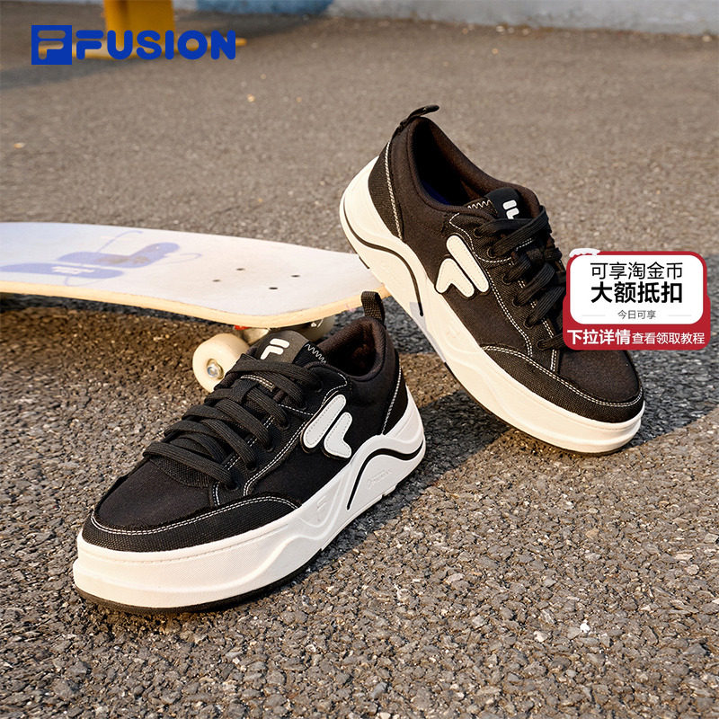 章昊同款 FILA FUSION斐乐男鞋厚底帆布鞋运动鞋轻便百搭板鞋女鞋