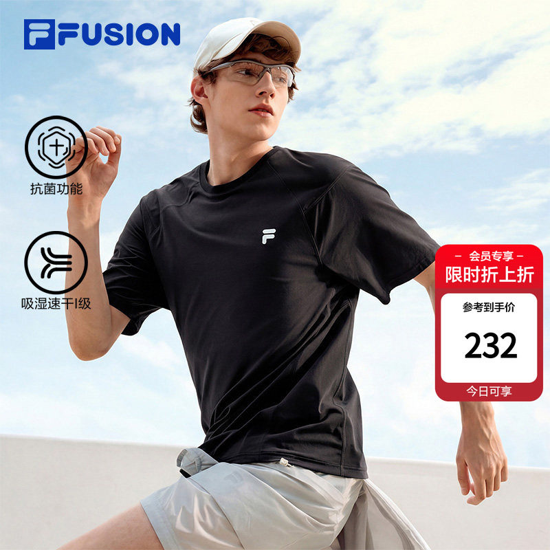 FILA FUSION斐乐潮牌速干衣短袖衫26夏季新款女健身运动情侣T恤男