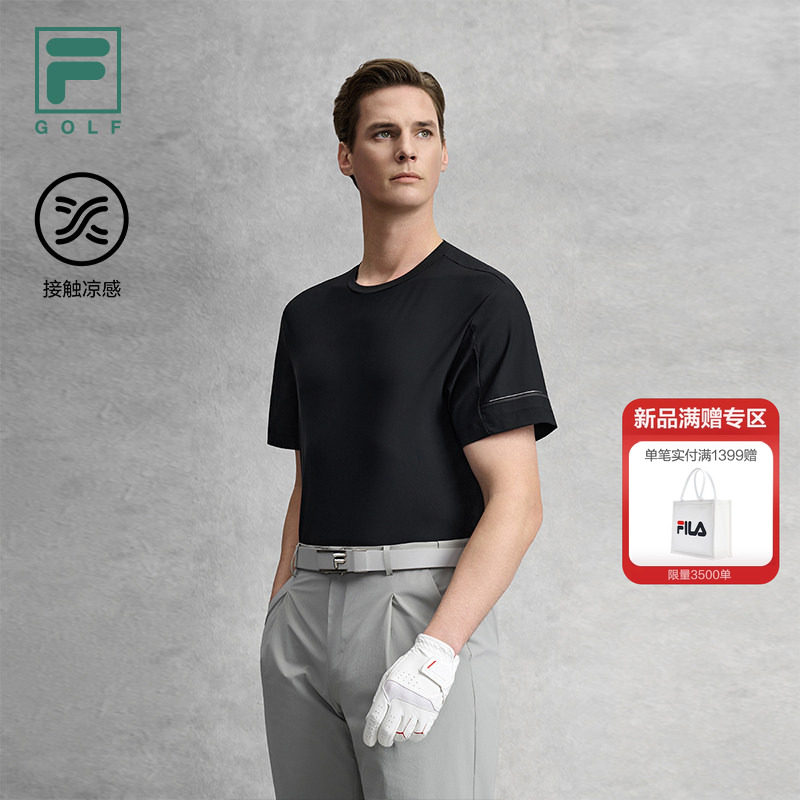 FILA 斐乐官方男子针织短袖衫2026夏季新款高尔夫运动基础凉