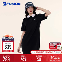 FUSION斐乐潮牌POLO连衣裙女2024夏季 FILA 长裙收腰连身裙子 新款