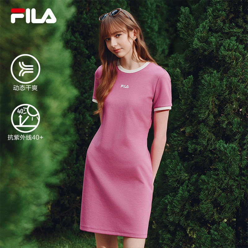 FILA 斐乐官方女子连衣裙2026夏季新款时尚休闲防晒运动修身T恤裙