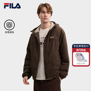 休闲宽松上衣保暖连帽外套 时尚 FILA斐乐官方男士 棉服2026春新款