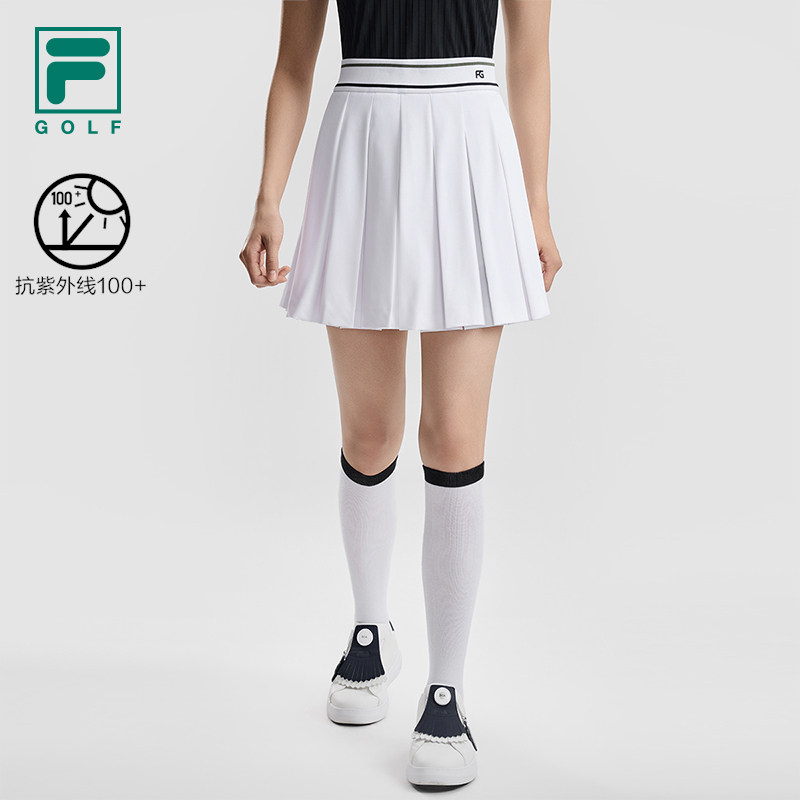 FILA 斐乐官方女梭织裙26夏新款高尔夫运动防晒基础百褶裙半身
