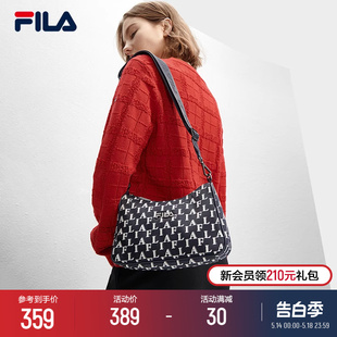 FILA 时尚 休闲老花包包斜挎包单肩包 斐乐官方女包挎包2024春新款