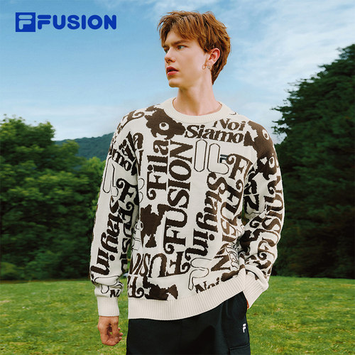 FILA FUSION斐乐潮牌情侣款编织衫2025冬季新款时尚休闲套头毛衣