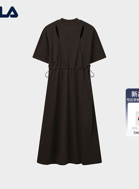 FILA MILANO黑天鹅套装斐乐官方女连衣裙26夏新款休闲收腰连身裙