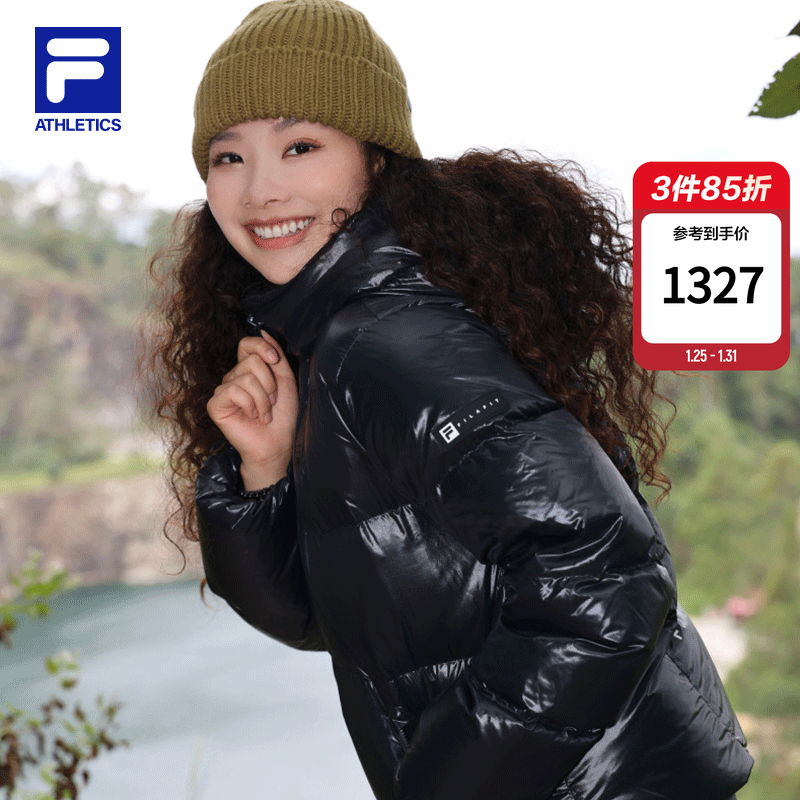 FILA飞羽斐乐女士鹅绒羽绒服2025冬新款运动轻量宽松保暖短款