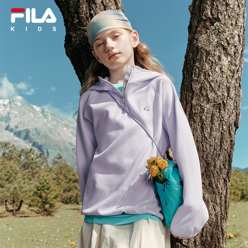 FILA KIDS斐乐童装儿童连帽卫衣秋季款男女童户外运动套头上衣