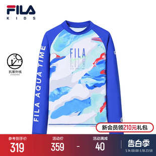 夏季 泳装 儿童长袖 FILA 男大童防晒游泳泳衣 KIDS斐乐童装 款