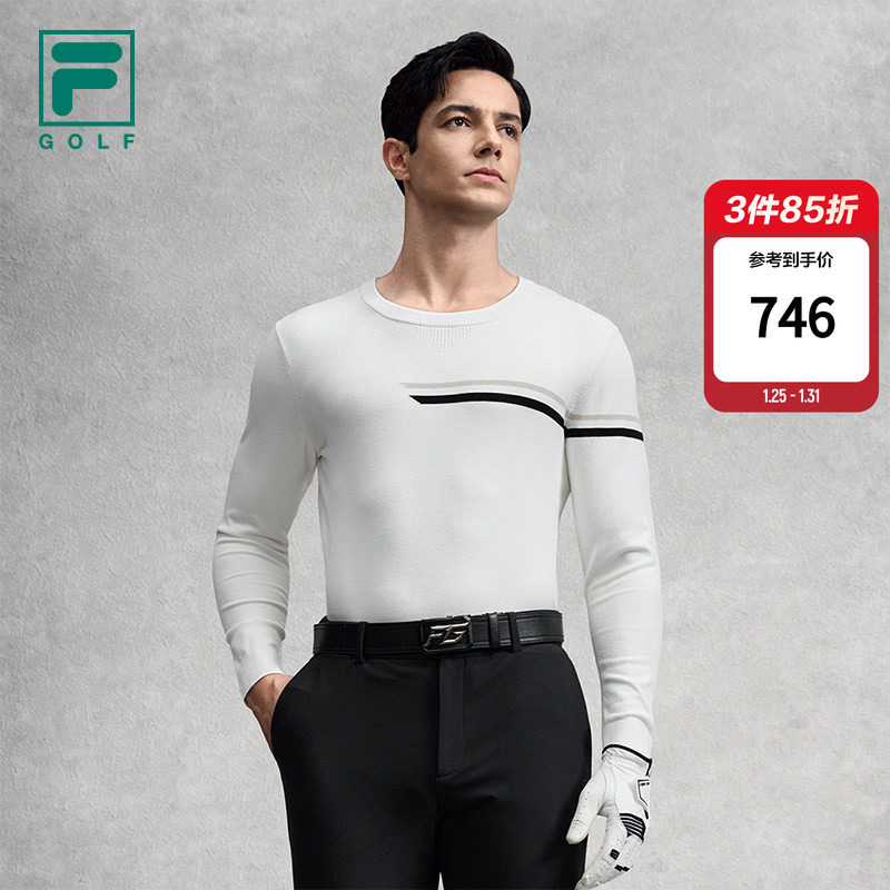 许龙一同款FILA 斐乐官方男编织衫冬季新款高尔夫运动保暖毛衣
