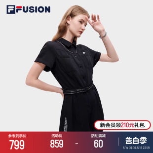 时尚 女 休闲宽松短裤 FUSION斐乐潮牌官方梭织连体裤 FILA