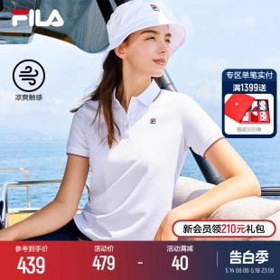 POLO衫 FILA斐乐凉感女短袖 2024夏季 新款 透气商务休闲通勤翻领T恤