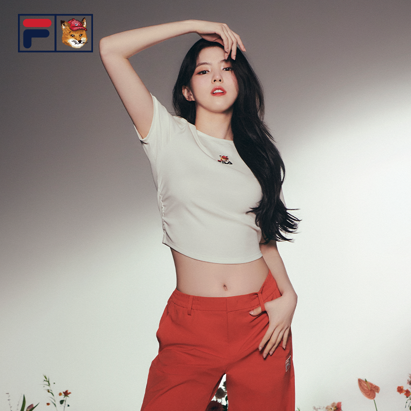【活动价】韩素希同款FILA斐乐短袖T恤女夏季新款收腰狐狸刺绣辣妹t修身上衣