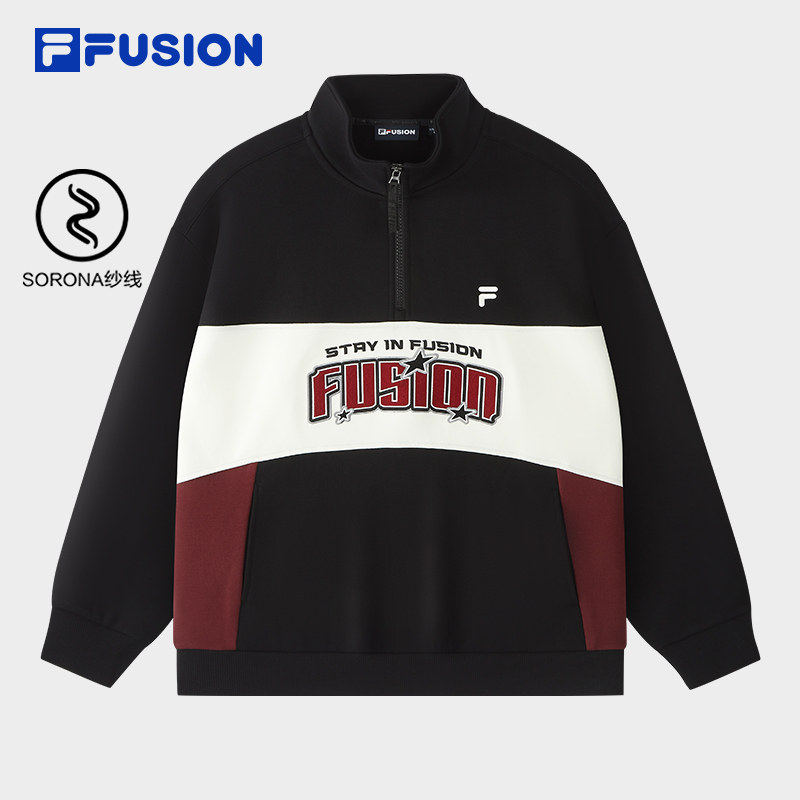 FILA FUSION斐乐潮牌男子套头卫衣2026春季新款休闲宽松针织上衣