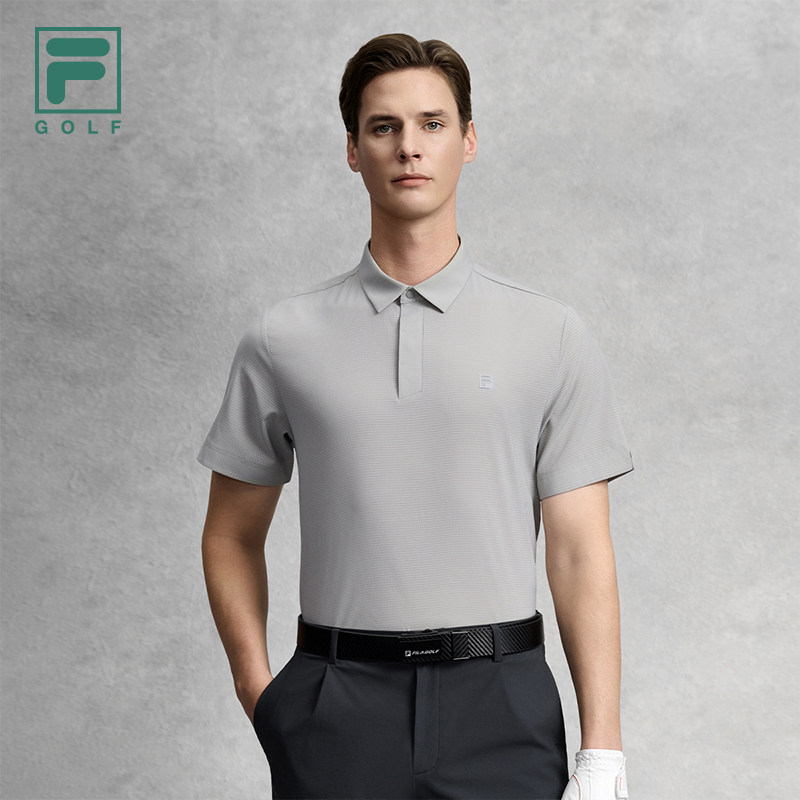 FILA 斐乐官方男子梭织短袖POLO衫2026春新款高尔夫运动基础上衣