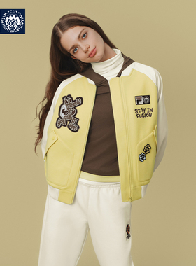 FILA FUSION | Mr Doodle斐乐潮牌长袖外套女2025冬基新款棒球服