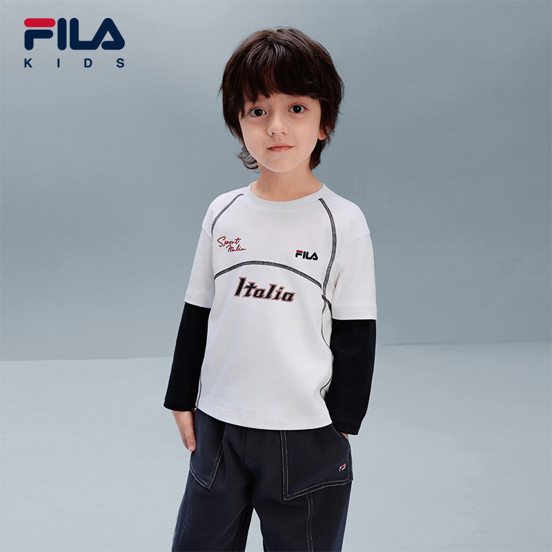 FILA KIDS斐乐童装儿童长袖T恤2026春季新款男小童抗菌针织长袖衫,童装/婴儿装/亲子装,T恤,淘宝优惠券,粉丝福利购,淘宝优惠卷