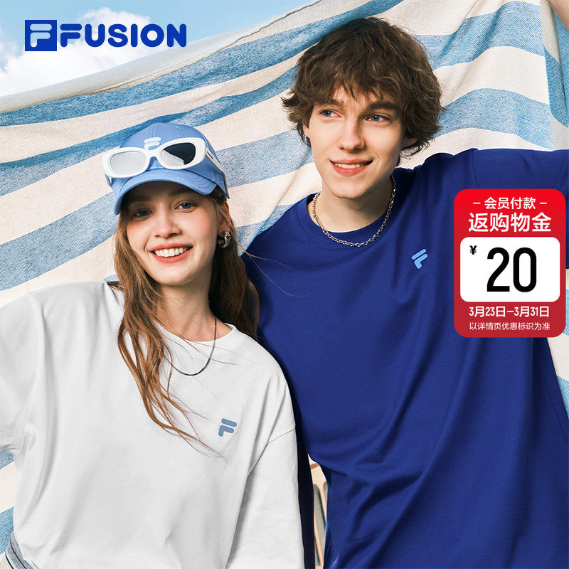 FILA FUSION斐乐情侣款凉感短袖新款宽松休闲日常百搭运动