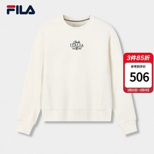 上衣 休闲日常舒适针织长袖 FILA 斐乐官方女子套头卫衣2026春新款