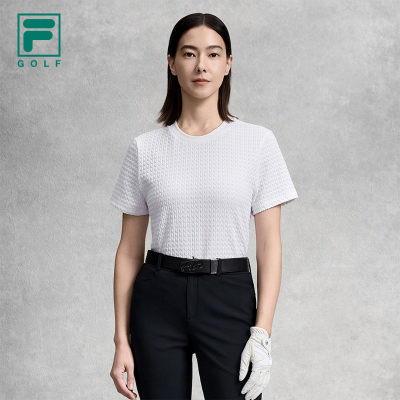 FILA斐乐女子针织短袖衫2026夏季新款高尔夫运动上衣舒适宽松