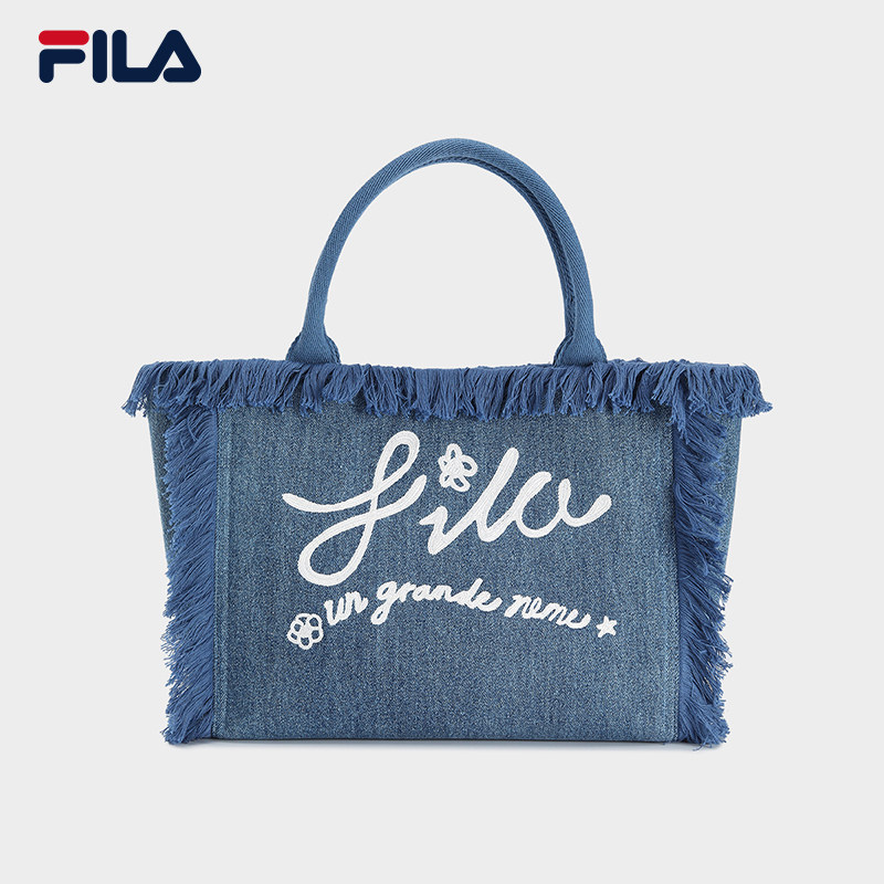 牛仔帆布包|FILA 斐乐官方女包提包新款时尚蓝色潮流包包大容量