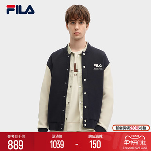 新款 FILA 外套2024春季 复古运动棒球服夹克 斐乐官方男士 撞色时尚