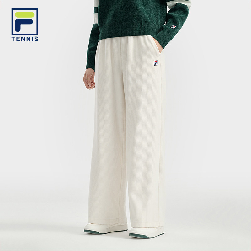 FILA 斐乐官方女士针织长裤2025冬季新款网球运动简约宽松直筒裤
