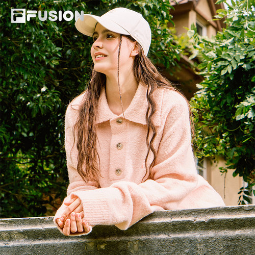 FILA FUSION斐乐潮牌情侣款编织衫男2025冬季新款宽松套头毛衣女
