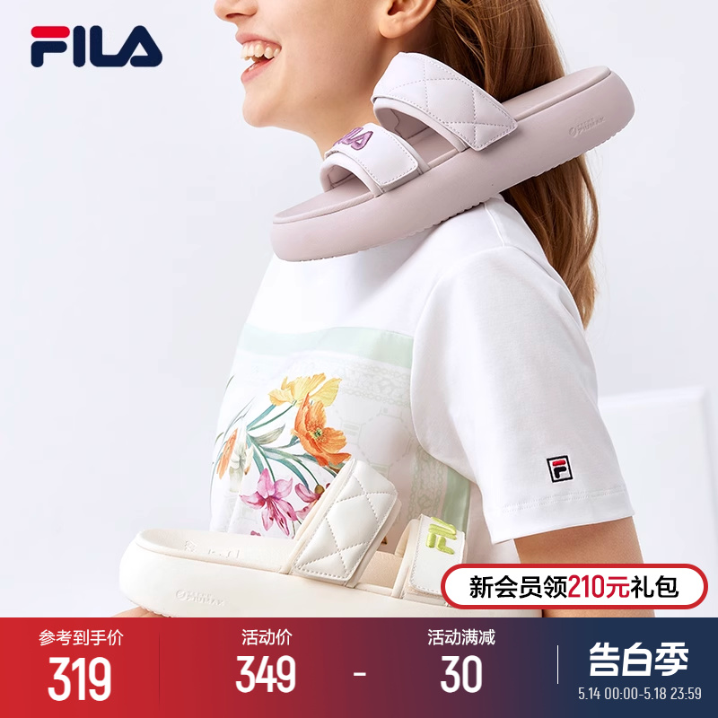 FILA 斐乐女鞋运动拖鞋沙滩鞋夏季凉拖魔术贴休闲鞋DONUT甜甜圈